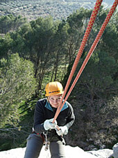 Abseiling off a route in Spain